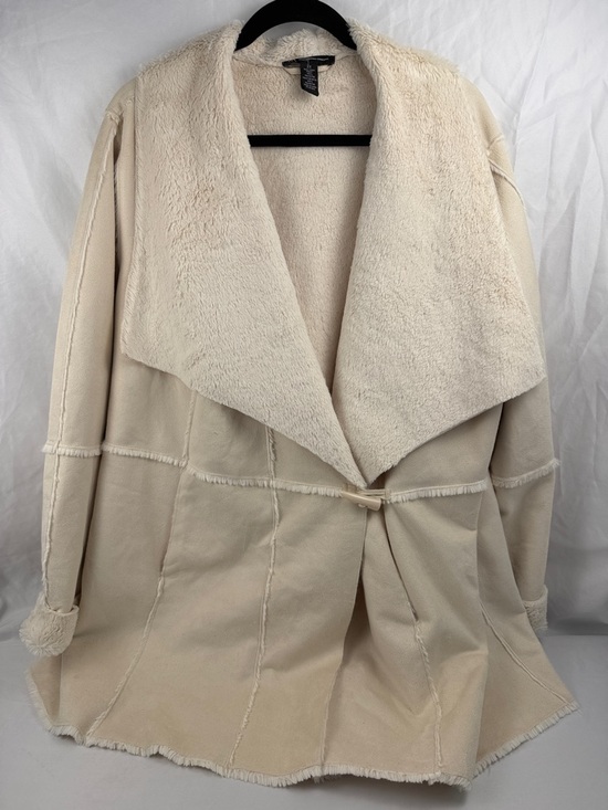 INC International Concepts Jackets & Blazers - INC International Concepts Cream Faux Shearling Wrap Jacket 2X